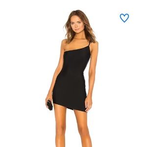 Superdown rumer asymmetrical mini dress. In black. XS